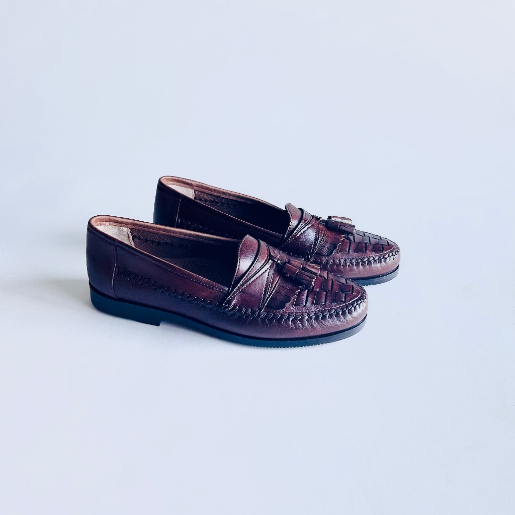 Men’s Giorgio Brutini Brown Leather Tassel Weaving Loafers Size 9.5 D.